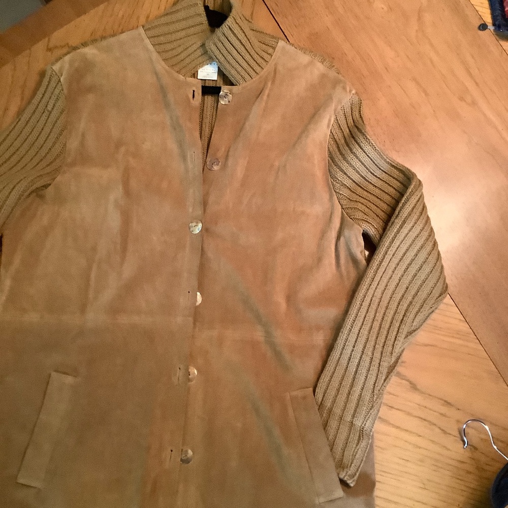 Folio Saks 5th Av Suede & Knit Sweater Coat
